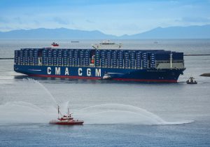 Logistics BusinessThe CMA CGM BENJAMIN FRANKLIN,  the largest vessel ever to call the United States,  will be inaugurated in Long Beach today