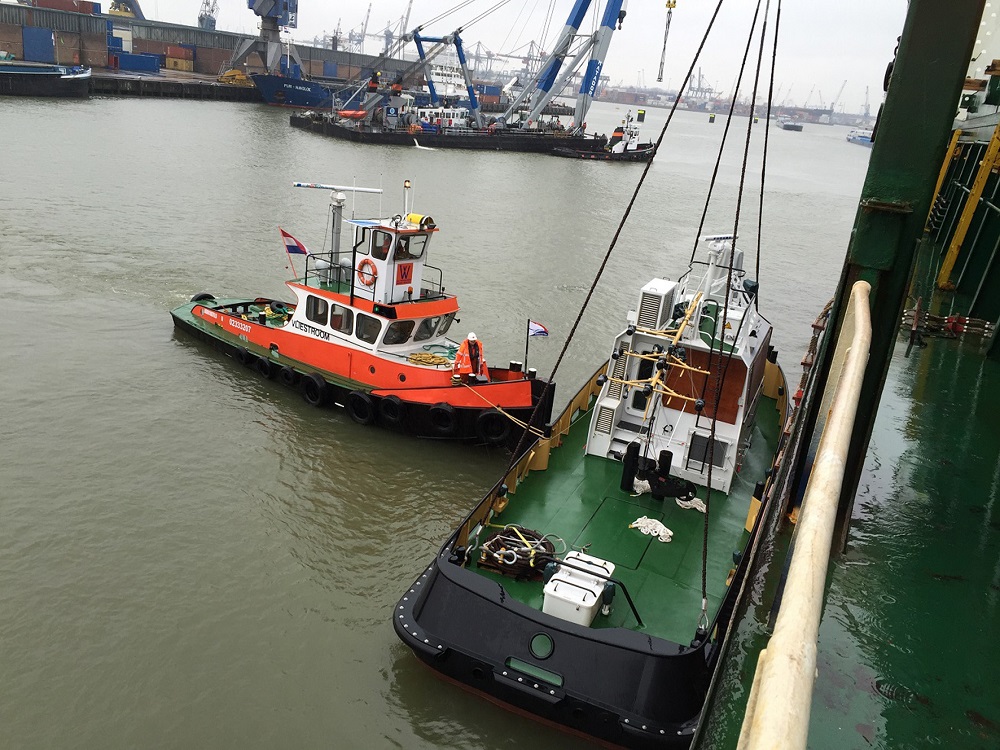 Logistics BusinessEurope Cargo  the Belgian member of the FPS Group of independent forwarders and NVOCCs  has undertaken the port agency and stevedoring for nine Damen Stan tug boats, being shipped from Shanghai to Gorinchem, Netherlands.
<br></noscript><br>
The brand new vessels  five Type 1606, each weighing 86 tonnes, and four Type 1205, each weighing 55 tonnes – were loaded on deck and in the hold of MS Clipper Marlene (a multi-purpose vessel owned by Clipper of Denmark) secured to custom-built transport cradles. 
<br><br>
On arrival in Rotterdam, the tugs were released from their cradles and offloaded onto the quay using the ships own three 60 tonne capacity deck cranes; a shore-based 200 tonne mobile crane was then deployed to lower the tugs direct into the water, as the outreach of the ships own gear was insufficient. The cradles were discharged separately onto waiting trailers. All operations were completed in a single working day.
<br><br>
Once in the water, the tugs were transported 40 km by pushboats to the Damen yard at Gorinchem, where they are being fully fitted out.
<br><br><br><br>