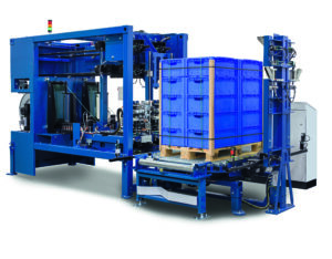 Logistics BusinessStrapping machine secures single and double pallets economically