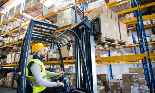 Logistics BusinessForklift picking enhanced with RFID labels