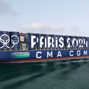 Logistics BusinessContainer Ship in Marseille Welcomes Olympic Flame